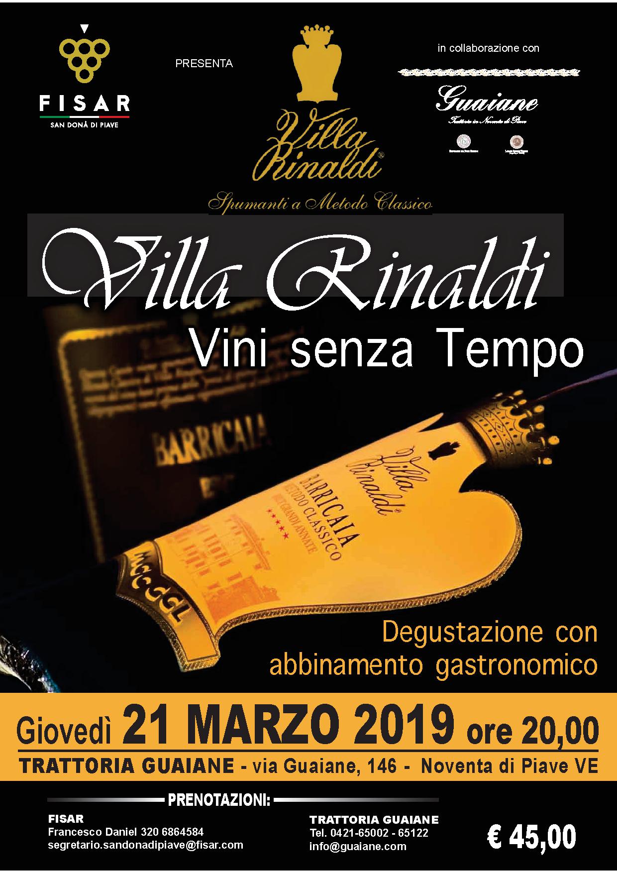 Degustazione Villa Rinaldi, Trattoria Guaiane 21/03/2019